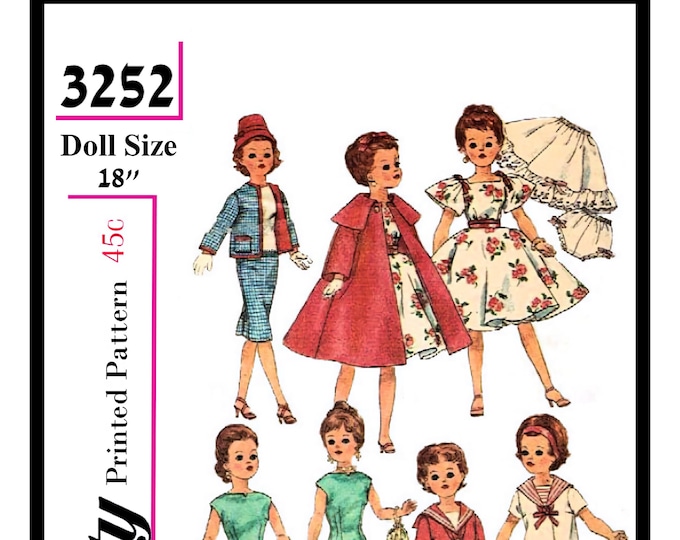 18 inch Glamour Fashion Doll Sewing Pattern Simplicity 3252 in PDF