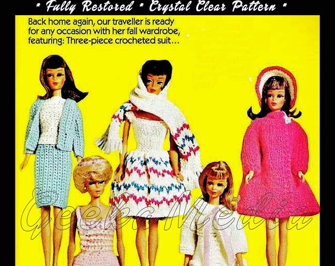 Barbie 11 inch Teen Doll Knit and Crochet Fall Wardrobe Pattern Book in PDF