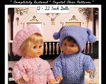 221 BABY PREMATURE DOLL CROCHET COAT CARDIGAN PATTERN 12 TO 22 INCH 