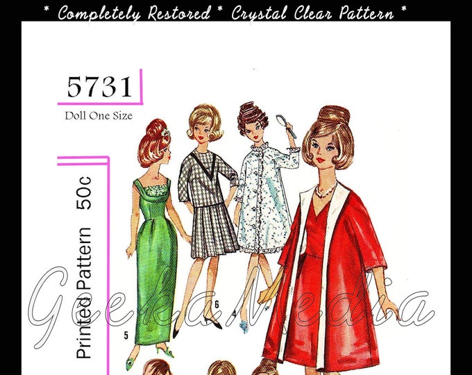 Tammy PDF Sewing Patterns Fits Fashion Size Teen Dolls 12 inches tall (Barbie, Sindy, Francie, Babette, Wendy, Babs, Cher) 5731