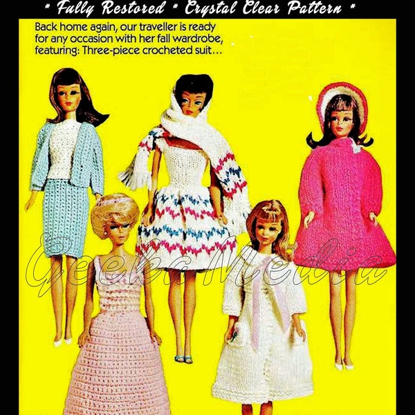 Barbie 11 inch Teen Doll Knit and Crochet Fall Wardrobe Pattern Book in PDF