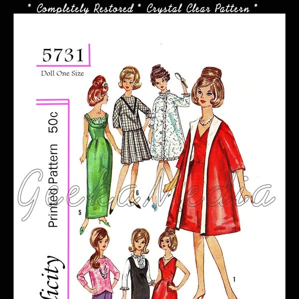 Les patrons de couture PDF de Tammy s'adaptent aux poupées adolescentes de taille tendance 30 cm (Barbie, Sindy, Francie, Babette, Wendy, Babs, Cher) 5731