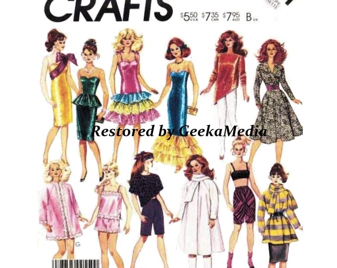 McCalls 3281 11 inch Fashion Teen Doll Sewing Patterns For (Barbie, Tammy, Sindy, Francie, Babette, Wendy, Babs, Cher) PDF