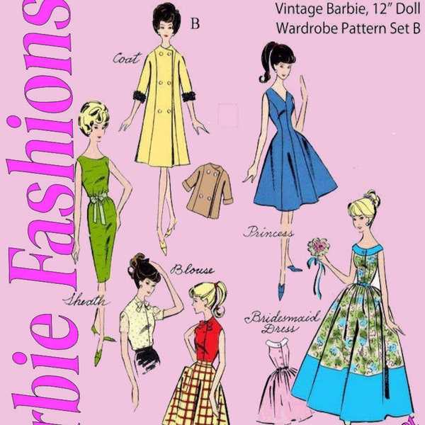 Barbie PDF Sewing Patterns Fits Fashion Size Teen Dolls 11 inches tall (Tammy, Sindy, Francie, Babette, Wendy, Babs, Cher)