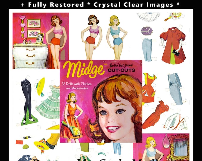 Barbie Paper Dolls Print and Play Midge Paper Doll Book, Toy Dolls Playset in HD PDF