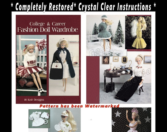 Barbie College & Careers For 11" Fashion Teen Dolls (Tammy, Sindy, Francie, Cher) Knitting Patterns PDF