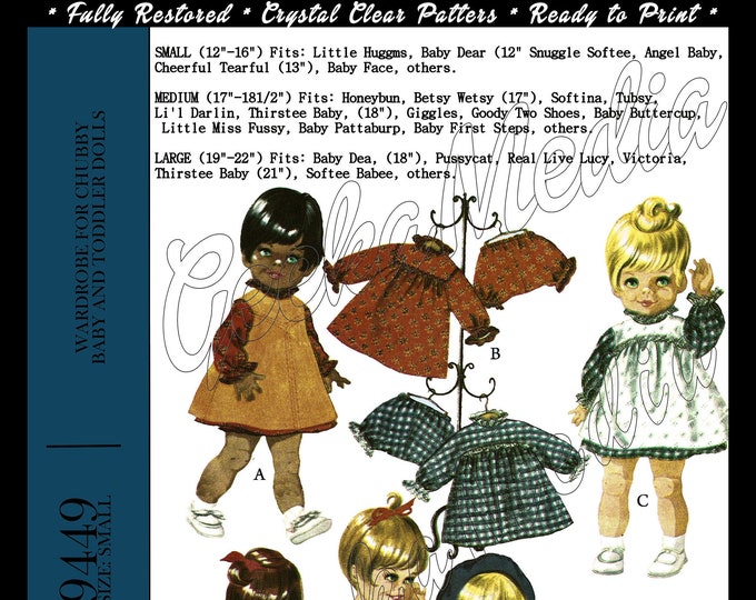 12 to 16 inch Baby Doll Sewing Patterns in HD PDF