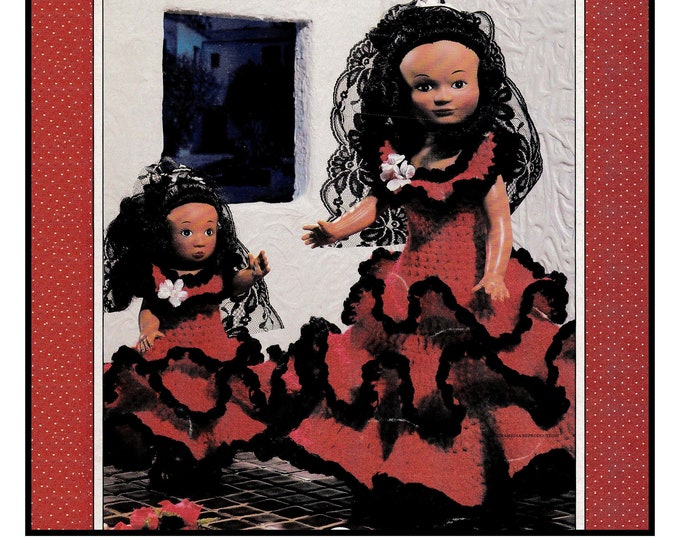 Spanish Flamenco Dresses Crochet Patterns For Fashion Dolls 8 - 14" (Perfect Gifts Easy to Make) Fully Restored PDF