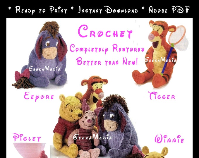 Classic Cartoon Characters Crochet Doll Patterns Winnie and Friends in HD PDF