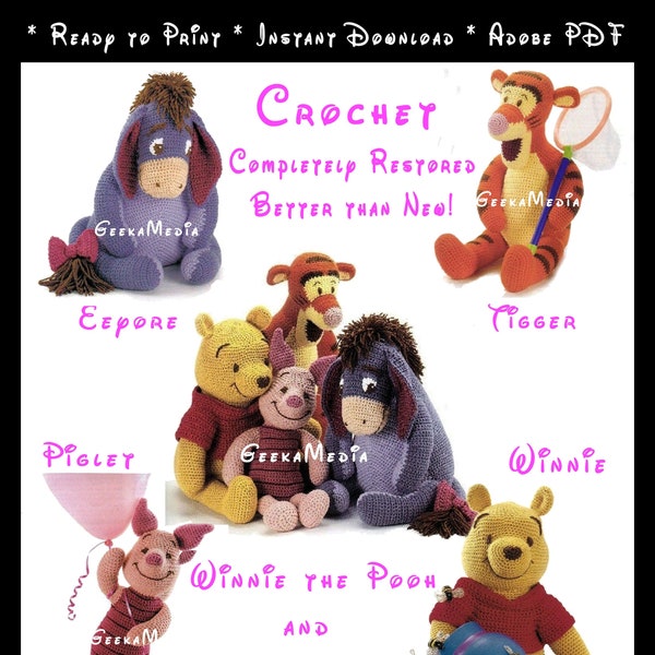 Classic Cartoon Characters Crochet Doll Patterns Winnie and Friends in HD PDF