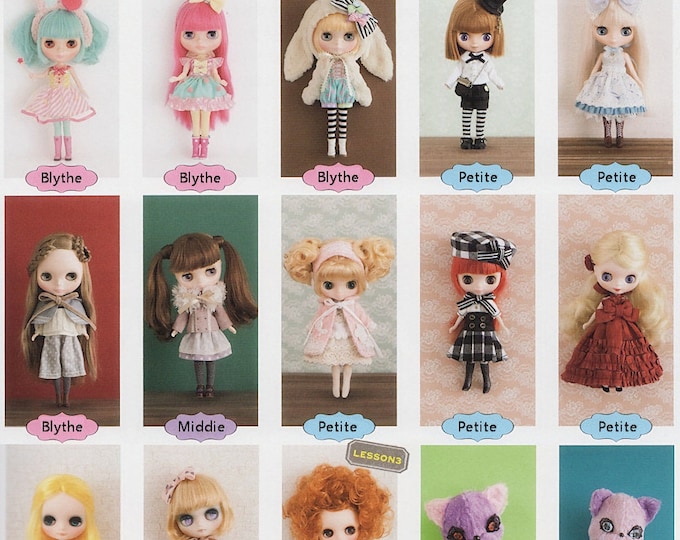 Blythe Sewing Patterns 13 Outfits 2 Pets also fits Skipper, Momoko, Dal, Unoa, Tiny Fairy and Other 3 inch to 10 inch Dolls PDF