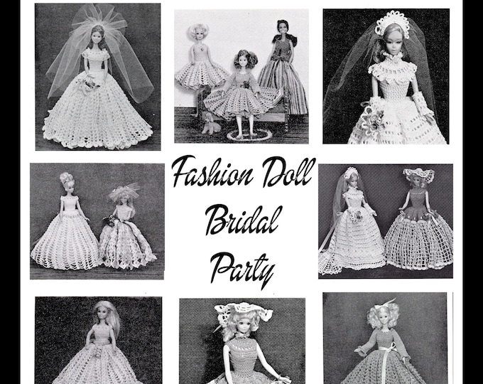 Barbie PDF Bridal Party Crochet Pattern Fits Fashion Size Teen Dolls 11 inches tall (Tammy, Sindy, Francie)