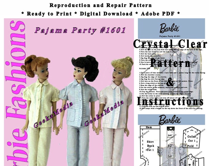 Barbie Pajama Party #1601 Repro & Repair For 11 inch Fashion Teen Dolls 11 inche (Tammy, Sindy, Francie, Babette, Wendy, Babs, Cher) PDF