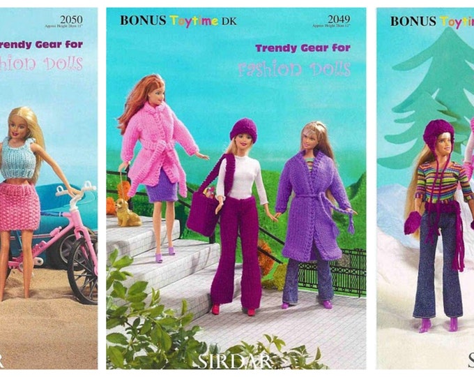 Barbie PDF 9 Complete Outfits Knitting Pattern Fits Fashion Teen Dolls 11 inches tall (Tammy, Sindy, Francie)