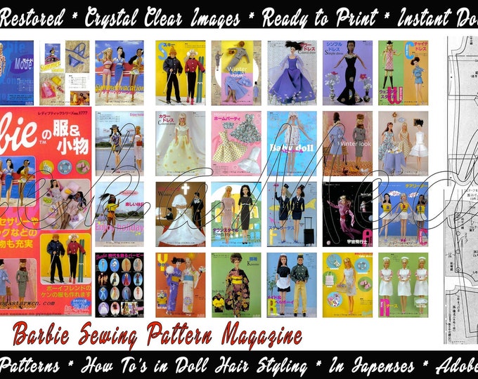 Barbie PDF Sewing Patterns Fits Fashion Size Teen Dolls 11 inches tall (Tammy, Sindy, Francie, Babette, Wendy, Babs, Cher) 1777