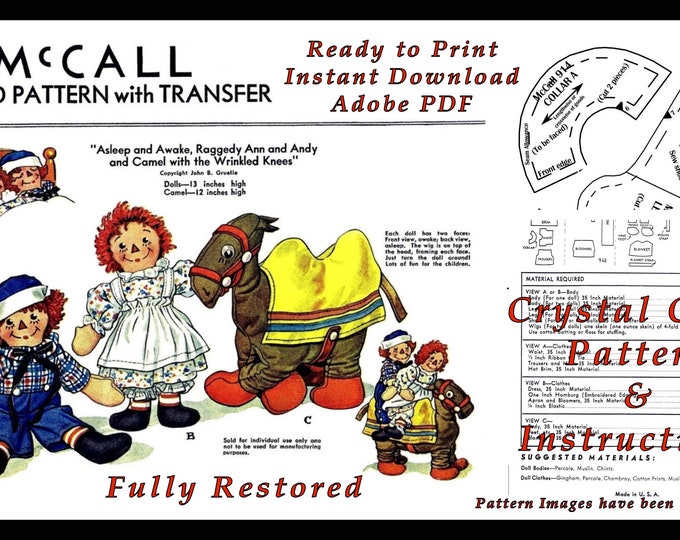 Raggedy Ann & Andy Doll Sewing Patterns in HD PDF
