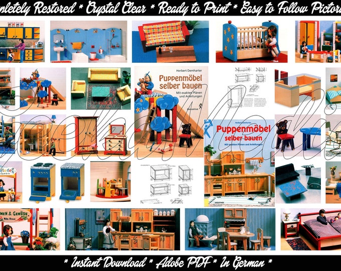 German Dollhouse Furniture Making Patterns and Tutorials Book in HD PDF