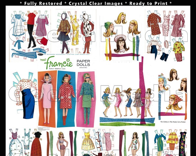 Barbie Print and Play Paper Doll Book from 1960, Meet Francie Toy Dolls Playset in HD PDF