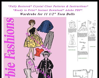 McCalls 9499 11 inch Fashion Teen Doll Sewing Patterns For (Barbie, Tammy, Sindy, Francie, Babette, Wendy, Babs, Cher) PDF