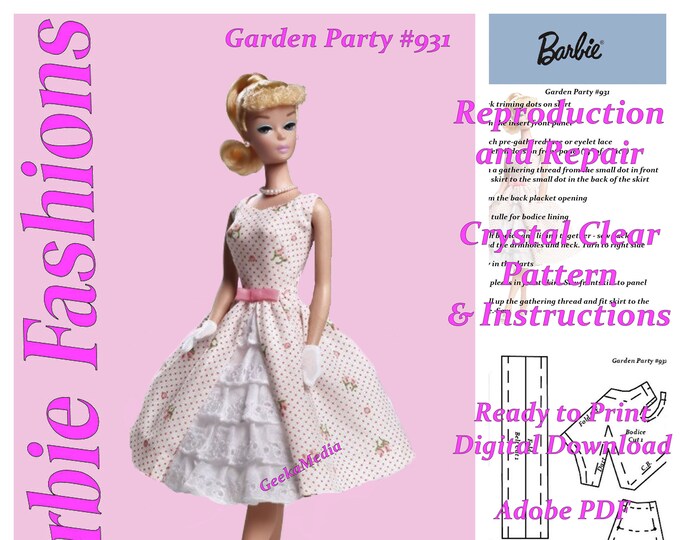 Barbie Garden Party #931  Repro & Repair For 11 inch Fashion Teen Dolls 11 inche (Tammy, Sindy, Francie, Babette, Wendy, Babs, Cher) PDF