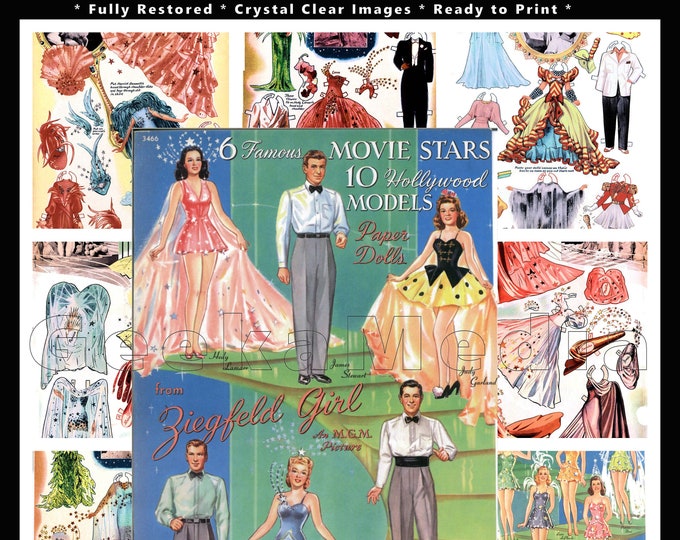 Zigfield Girls Print and Play Paper Doll Book  from 1941, Toy Dolls Playset in HD PDF