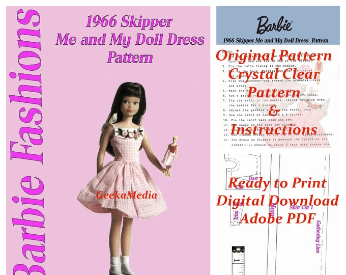 Skipper Me N My Doll #1913 Sewing Pattern for Reproduction Fits 9 inch Fashion Teen Dolls (Penny Bright, Pepper, Betsy McCall, Dolls) 1913