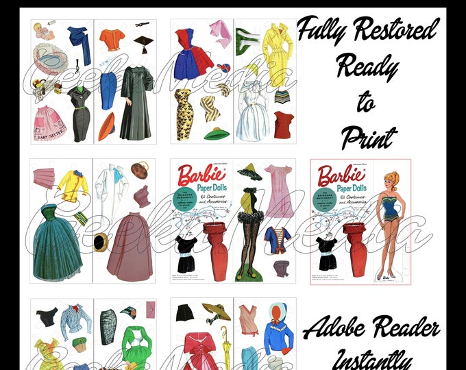 Barbie Paper Dolls Print and Play Costume Paper Doll Book from 1964, Toy Dolls Playset in HD PDF