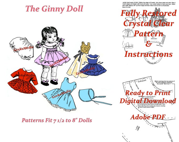 Ginny 8 inch Baby Doll Sewing Pattern in PDF