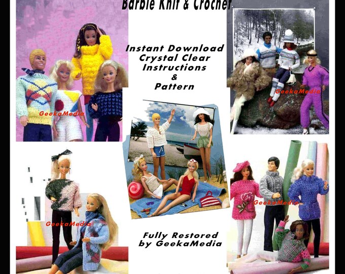 18 Barbie and Ken 11 inch Teen Fashion Doll Knit and Crochet Patterns in HD PDF C11