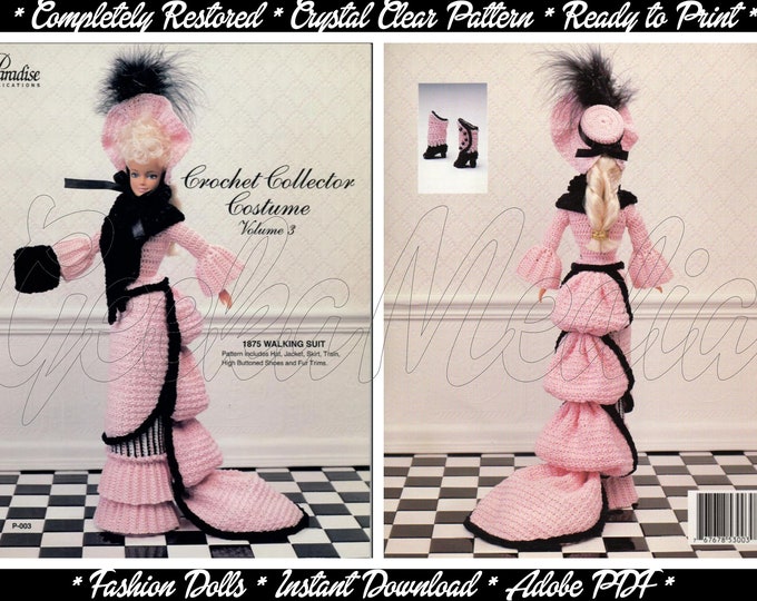 Barbie PDF Crochet Walking Dress Patterns Fits Fashion Size Teen Dolls 11 inches tall (Tammy, Sindy, Francie, Babette, Wendy, Babs, Cher)