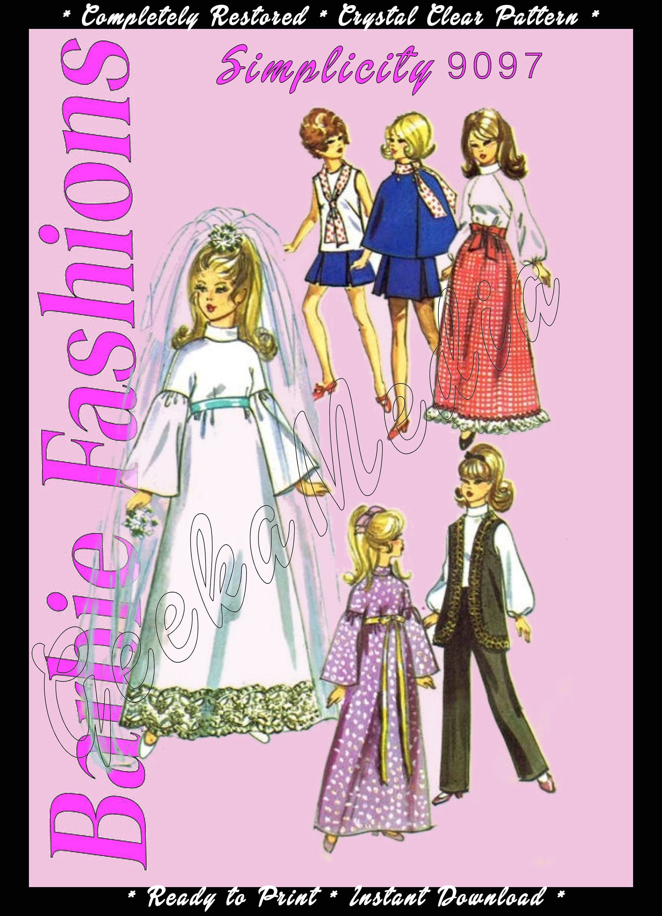 Barbie PDF Sewing Patterns Fits Fashion Size Teen Dolls 11 inches tall (Tammy, Sindy, Francie
