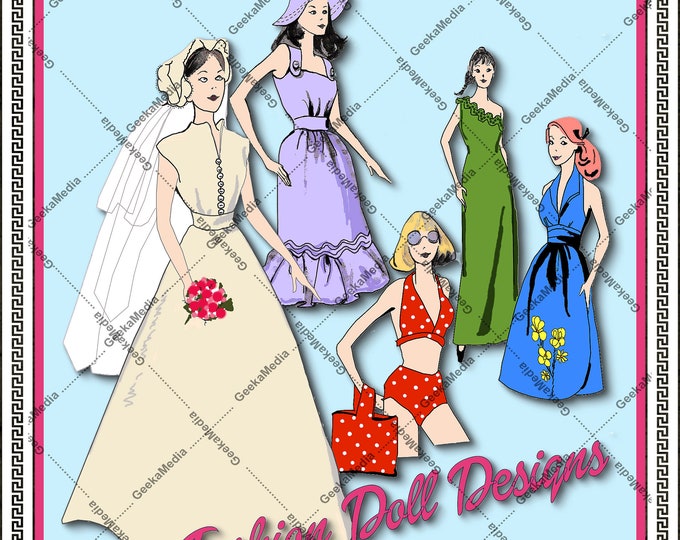 Barbie PDF Sewing Patterns Fits Fashion Size Teen Dolls 11 inches tall (Tammy, Sindy, Francie, Babette, Wendy, Babs, Cher) 8