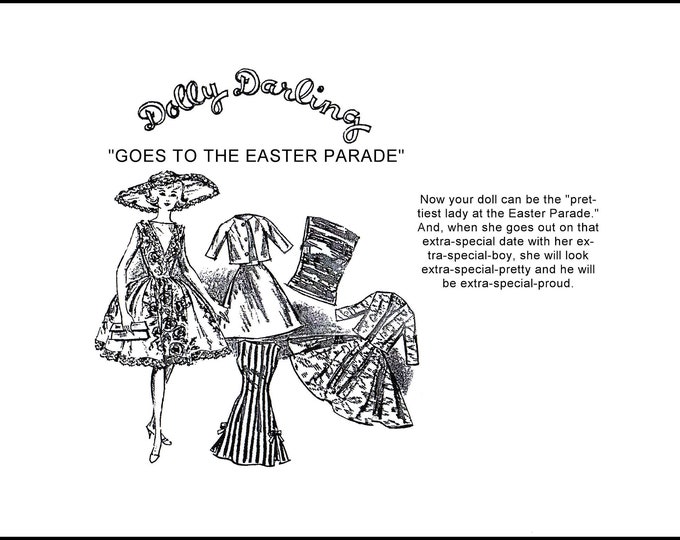 Dolly Darling Easter Parade Sewing Patterns For 11 inch Fashion Teen Dolls (Barbie, Tammy, Sindy, Francie, Babette, Wendy, Babs, Cher) PDF