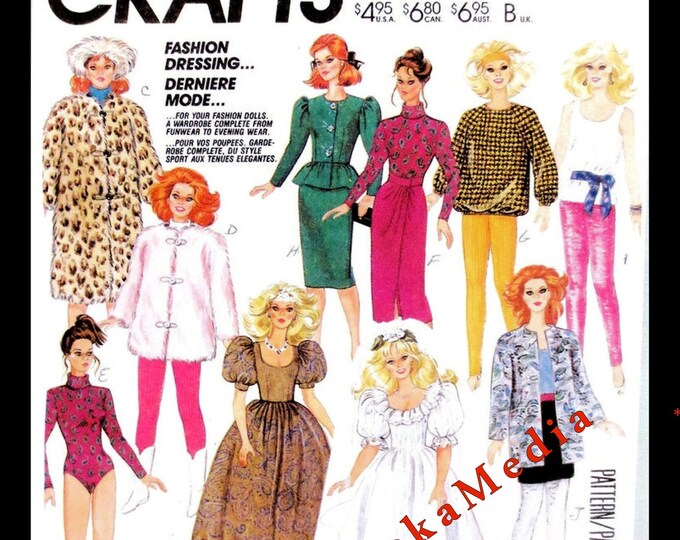 Barbie PDF Sewing Patterns Fits Fashion Size Teen Dolls 11 inches tall (Tammy, Sindy, Francie, Babette, Wendy, Babs, Cher) 2686