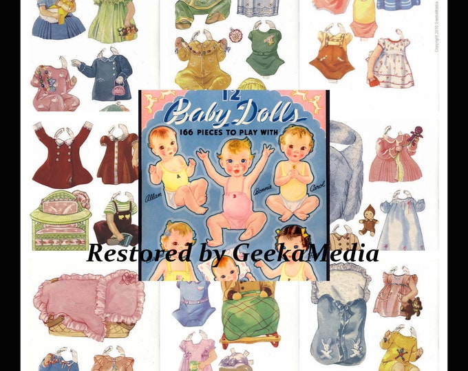 12 Baby Paper Dolls from 1939, Toy Dolls Playset, Print and Play In HD PDF