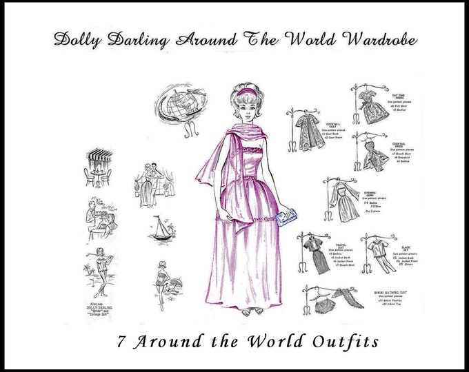 Dolly Darling Around the World 11 inch Fashion Teen Doll Sewing Patterns For (Barbie, Tammy, Sindy, Francie, Babette, Wendy, Babs, Cher) PDF