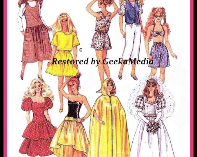 McCalls 4906 11 inch Fashion Teen Doll Sewing Patterns For (Barbie, Tammy, Sindy, Francie, Babette, Wendy, Babs, Cher) PDF