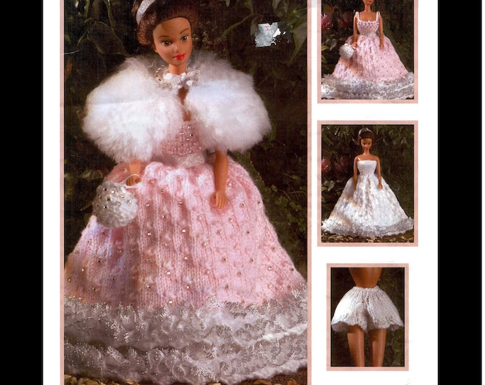 Barbie PDF Princess Gown Knitting Pattern Fits Fashion Teen Dolls 11 inches tall (Tammy, Sindy, Francie) K198