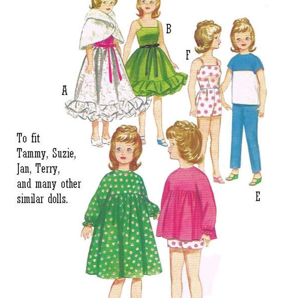 Tammy PDF Sewing Patterns Fits Fashion Size Teen Dolls 12 inches tall (Barbie, Sindy, Francie, Babette, Wendy, Babs, Cher) 3351