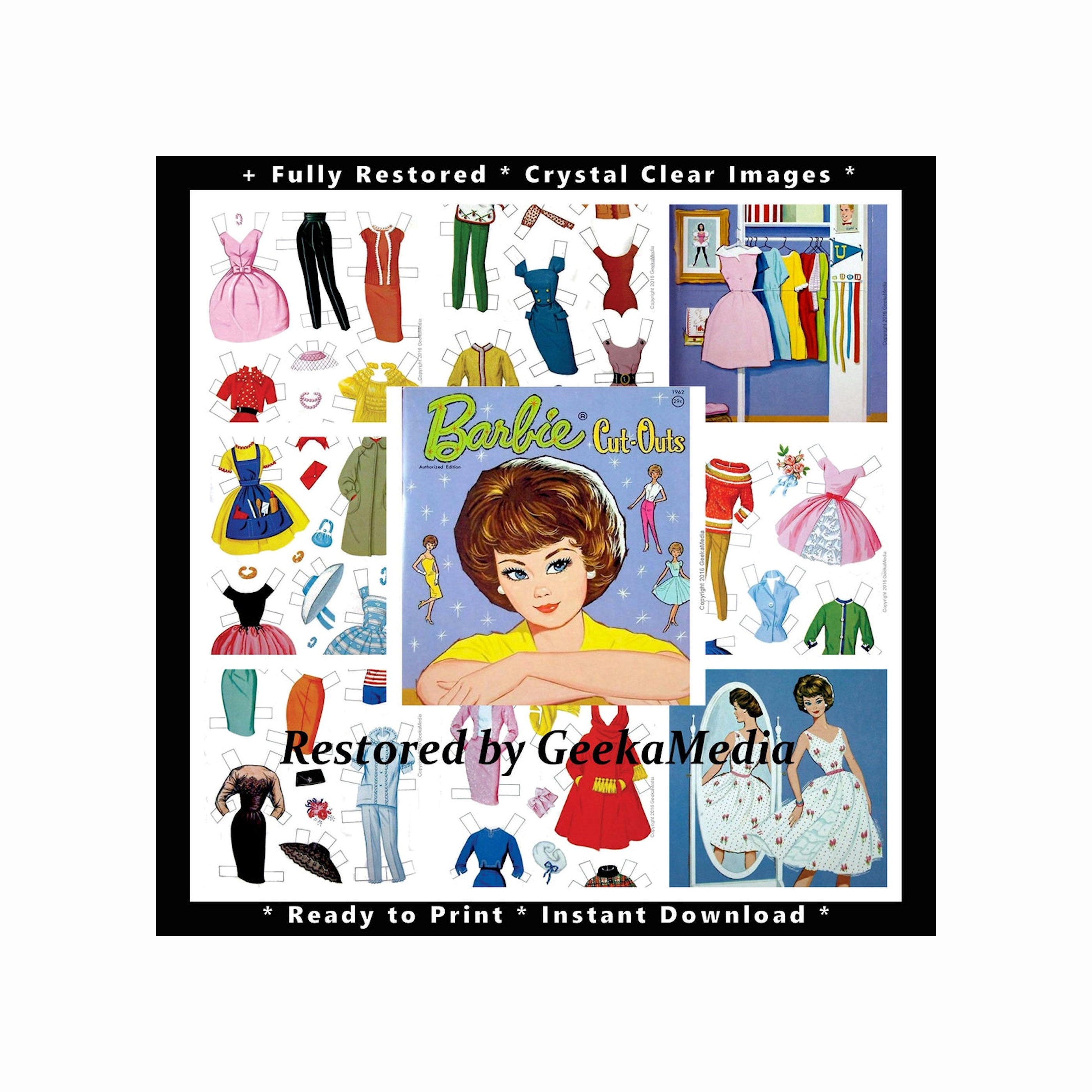 Barbie paper dolls print and play paper doll book from 1963 cut out