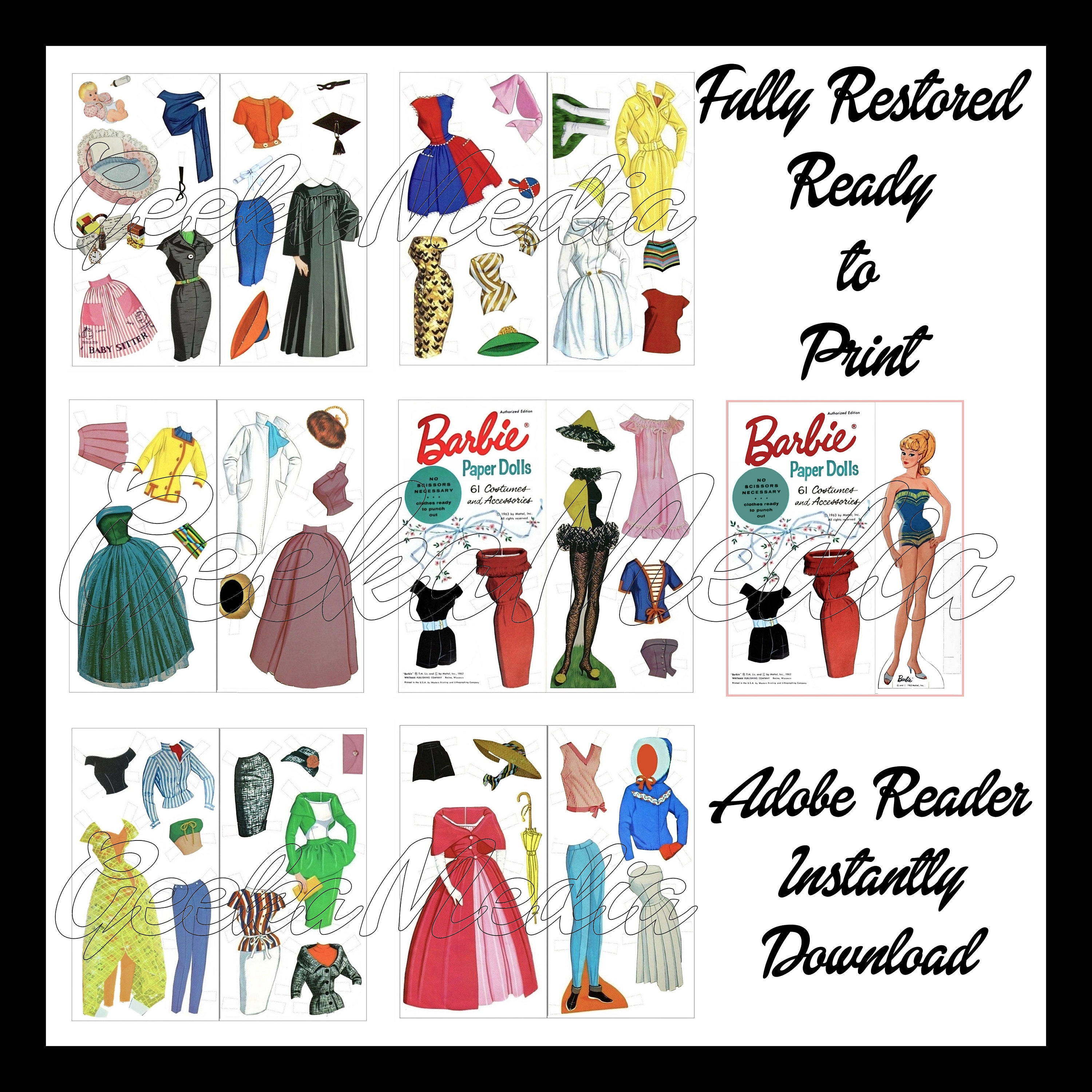 Barbie Paper Dolls Print and Play Costume Doll Book From Etsy Finland