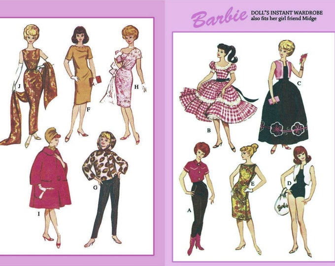 McCalls 7137 11 inch Fashion Teen Doll Sewing Patterns For (Barbie, Tammy, Sindy, Francie, Babette, Wendy, Babs, Cher) PDF