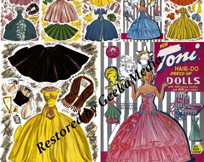 Toni Hair-Do Dress Up Play Paper Doll Book, Toy Dolls Playset in HD PDF