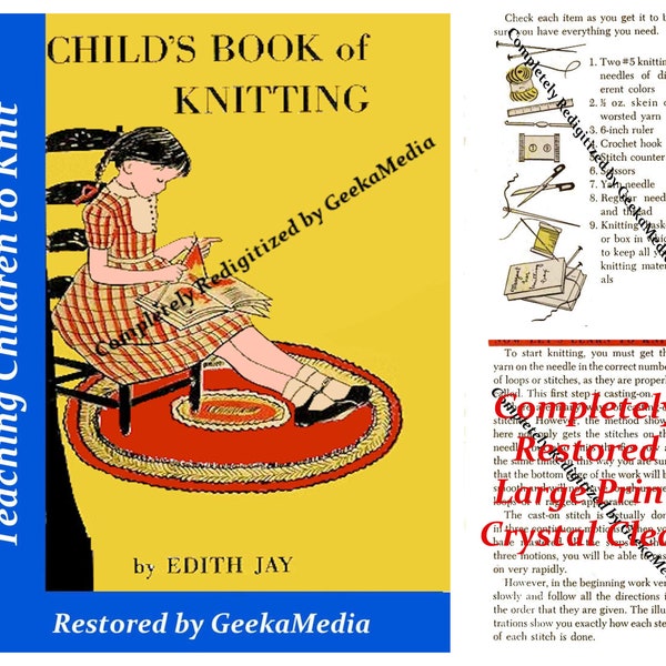 Beginners Learning to Knit with a Child's Book of Knitting in HD PDF