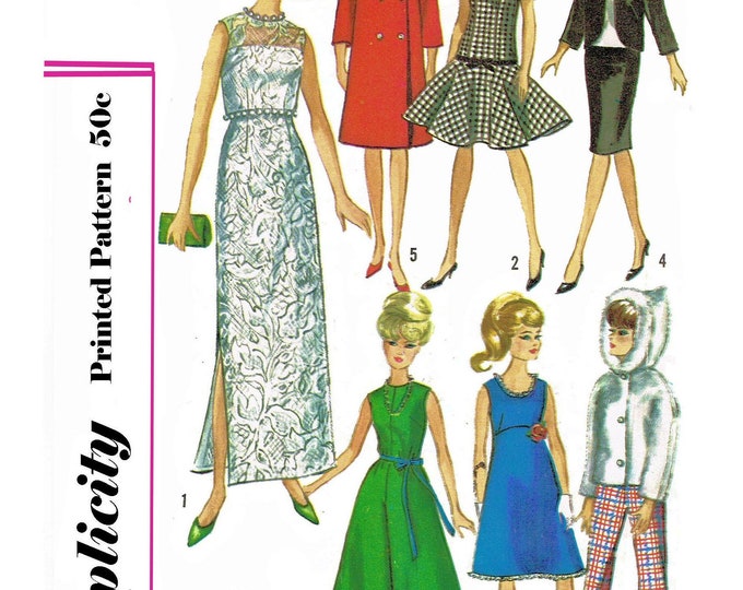 Simplicity 6208 11 inch Fashion Teen Doll Sewing Patterns For (Tammy, Barbie, Sindy, Francie, Babette, Wendy, Babs, Cher) PDF