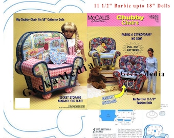 No Sew Doll Chair Pattern for 11 inch Barbie Dolls and 18 inch American Girl Dolls and Teddy Bears