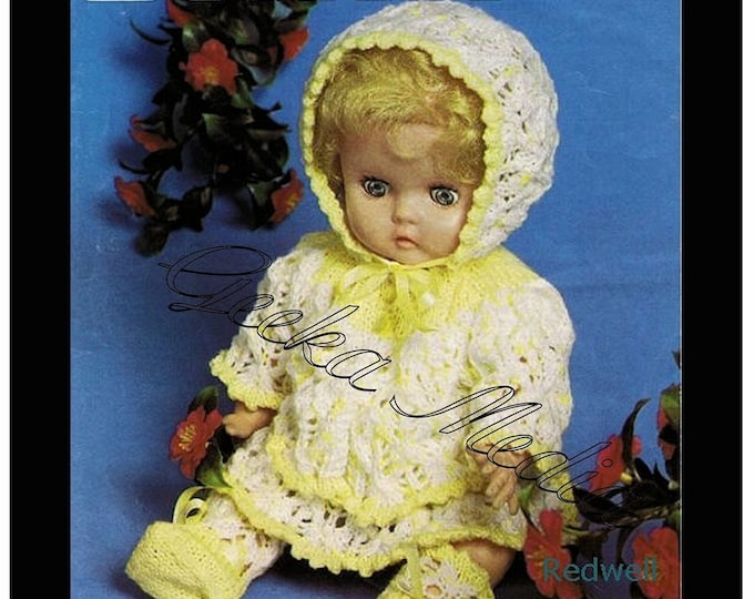 16 inch Baby Doll or Preemie Fairytale Heirloom Layette Knitting Pattern Book in Pdf