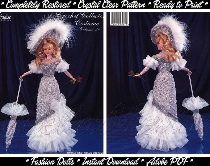 Barbie 11 inch Teen Doll Mae West Movie Dress Crochet Pattern in HD PDF