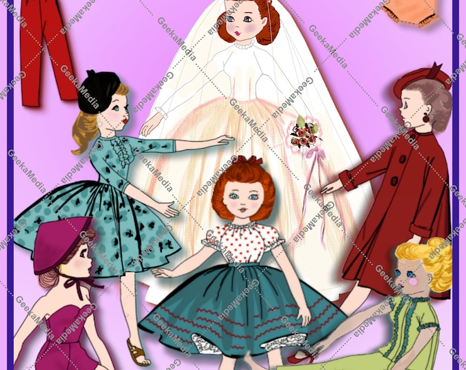 Little Miss Revlon Doll Pattern 1956 10 1/2" also fits Toni, Madame Alexander's Cissette  and Vogue's Jill  Dolls Fully Restored in HD PDF