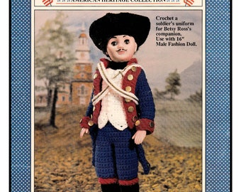 Modello PDF uniforme Patriot all'uncinetto per bambola teenager alla moda da 16 pollici C10